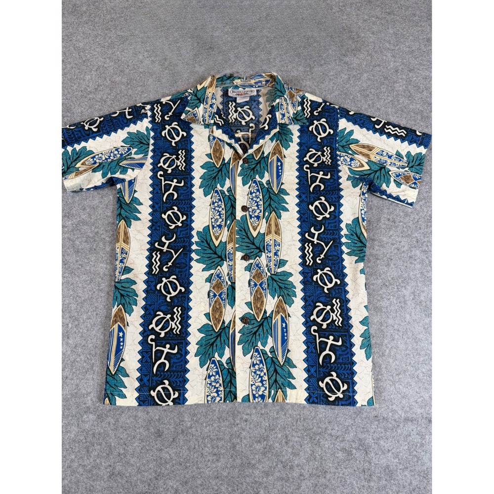 Pacific Legend Hawaiian Shirt Kids Large Blue Vintage Surfboard Cotton Excellent